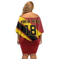 Custom Spain Football Family Matching Off Shoulder Short Dress and Hawaiian Shirt Come On La Roja Sporty Style