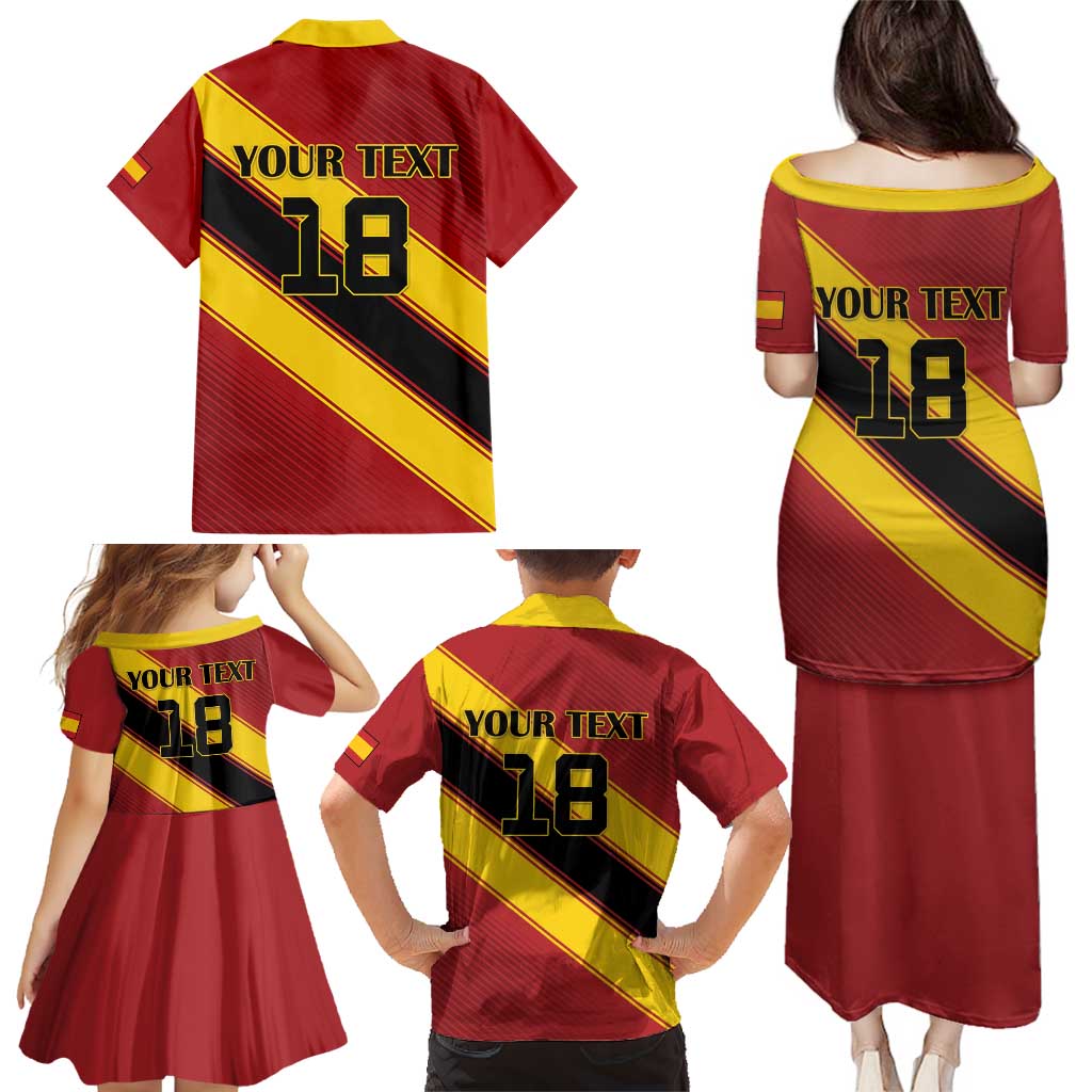 Custom Spain Football Family Matching Puletasi and Hawaiian Shirt Come On La Roja Sporty Style