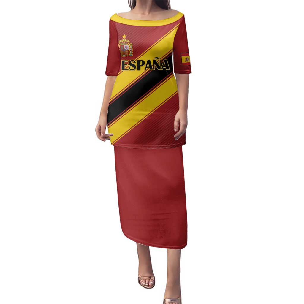 Custom Spain Football Family Matching Puletasi and Hawaiian Shirt Come On La Roja Sporty Style
