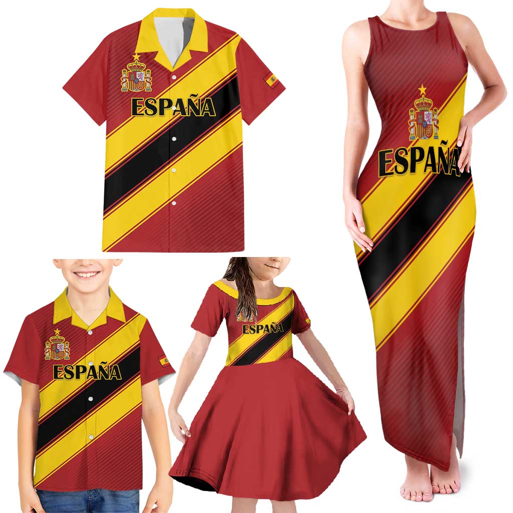 Custom Spain Football Family Matching Tank Maxi Dress and Hawaiian Shirt Come On La Roja Sporty Style