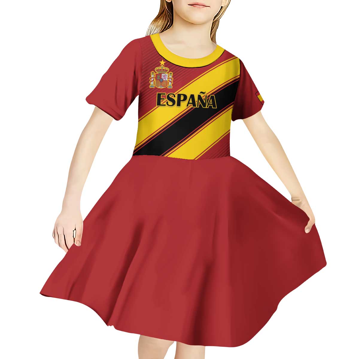 Custom Spain Football Kid Short Sleeve Dress Come On La Roja Sporty Style