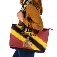 Custom Spain Football Leather Tote Bag Come On La Roja Sporty Style