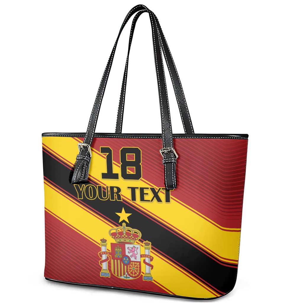 Custom Spain Football Leather Tote Bag Come On La Roja Sporty Style