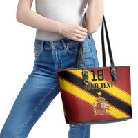 Custom Spain Football Leather Tote Bag Come On La Roja Sporty Style