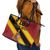 Custom Spain Football Leather Tote Bag Come On La Roja Sporty Style