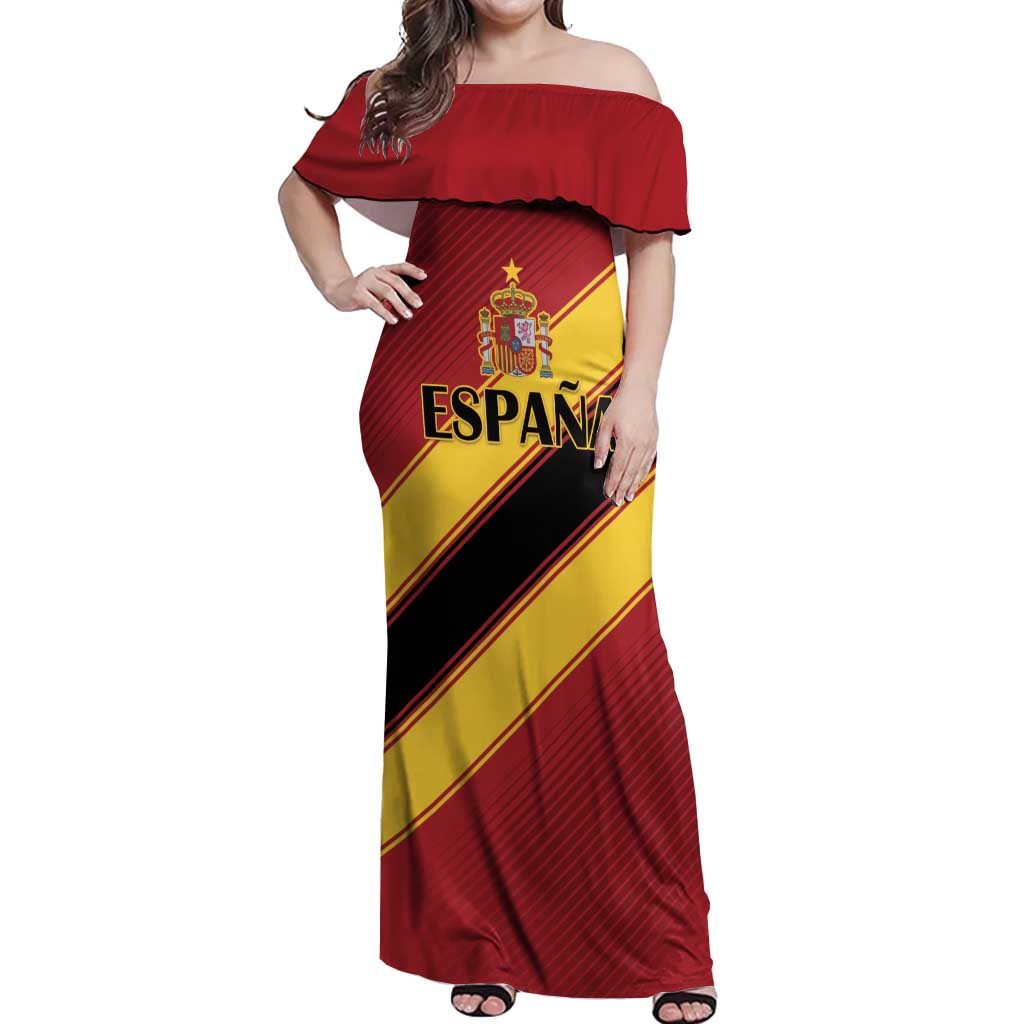 Custom Spain Football Off Shoulder Maxi Dress Come On La Roja Sporty Style