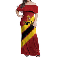 Custom Spain Football Off Shoulder Maxi Dress Come On La Roja Sporty Style
