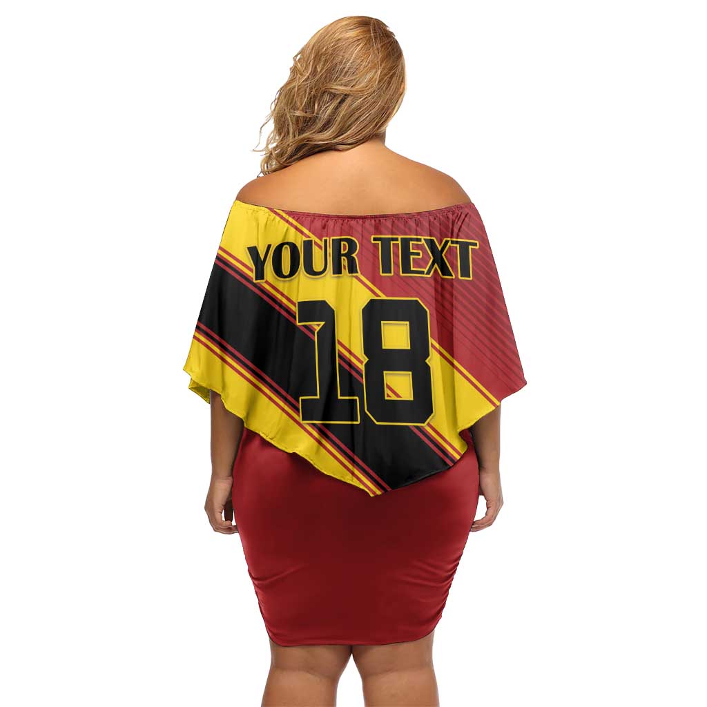 Custom Spain Football Off Shoulder Short Dress Come On La Roja Sporty Style