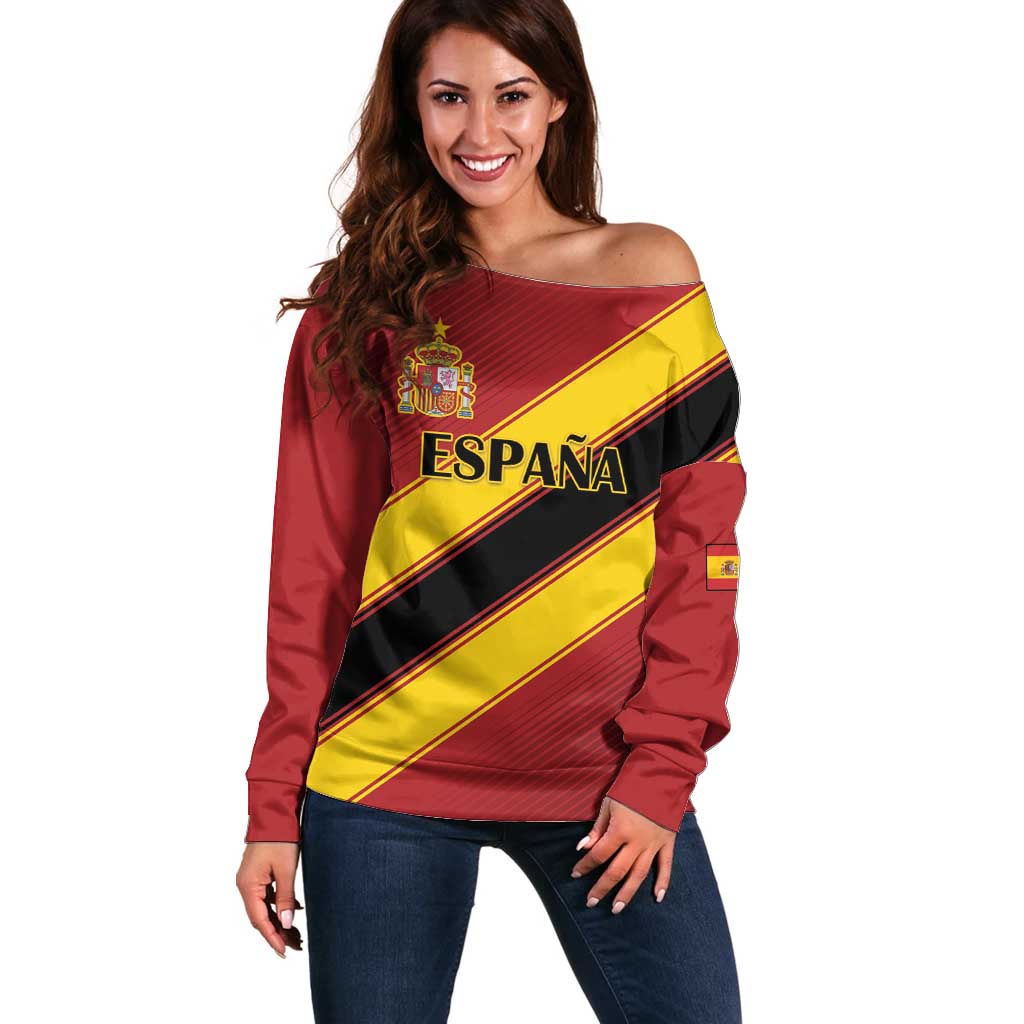 Custom Spain Football Off Shoulder Sweater Come On La Roja Sporty Style