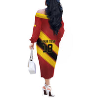 Custom Spain Football Off The Shoulder Long Sleeve Dress Come On La Roja Sporty Style