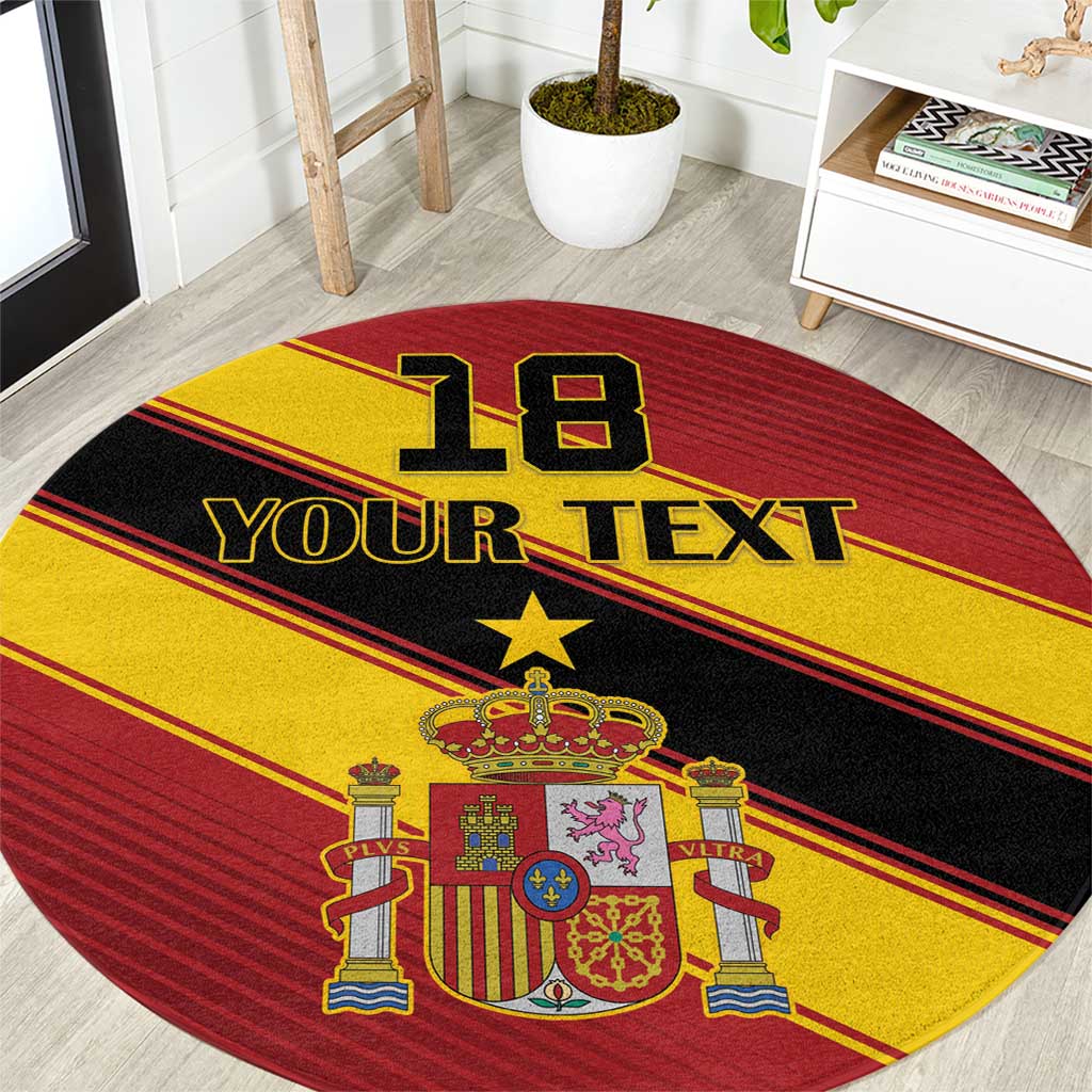 Custom Spain Football Round Carpet Come On La Roja Sporty Style