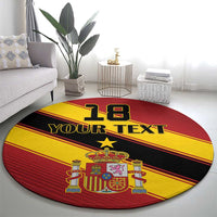 Custom Spain Football Round Carpet Come On La Roja Sporty Style
