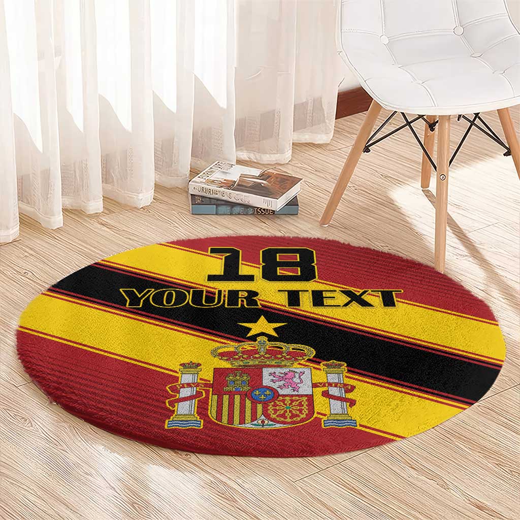 Custom Spain Football Round Carpet Come On La Roja Sporty Style