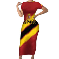 Custom Spain Football Short Sleeve Bodycon Dress Come On La Roja Sporty Style