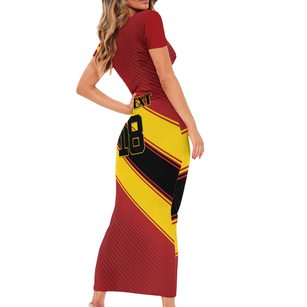 Custom Spain Football Short Sleeve Bodycon Dress Come On La Roja Sporty Style
