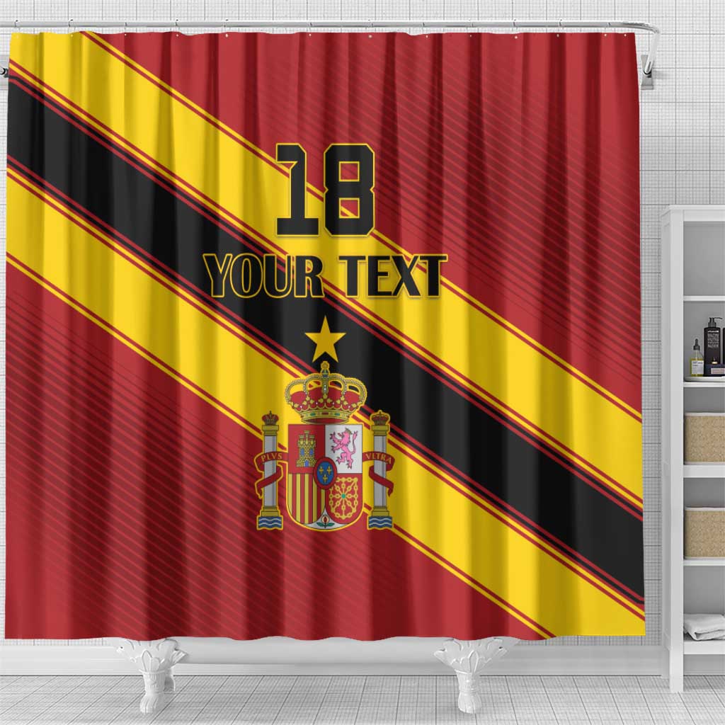 Custom Spain Football Shower Curtain Come On La Roja Sporty Style