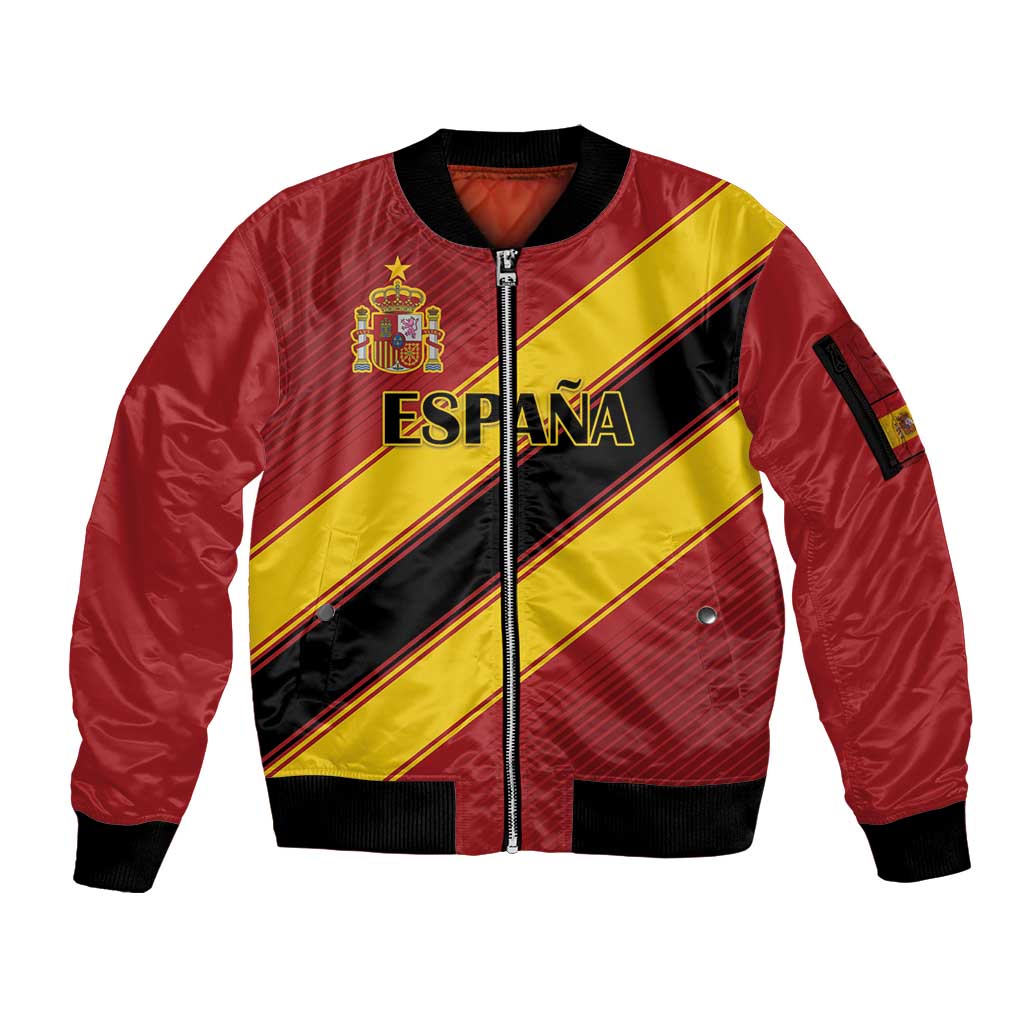 Custom Spain Football Sleeve Zip Bomber Jacket Come On La Roja Sporty Style
