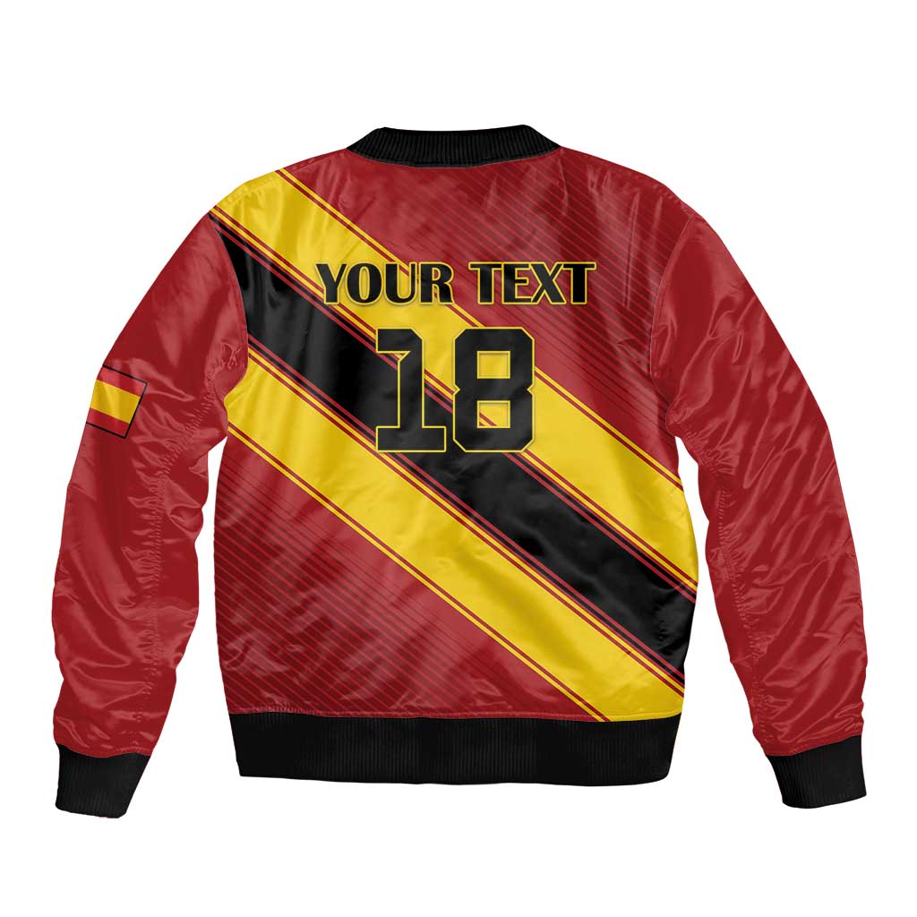 Custom Spain Football Sleeve Zip Bomber Jacket Come On La Roja Sporty Style