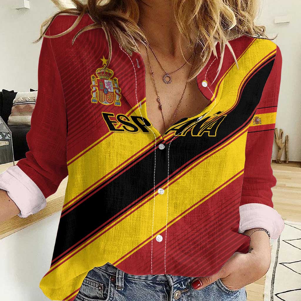 Custom Spain Football Women Casual Shirt Come On La Roja Sporty Style