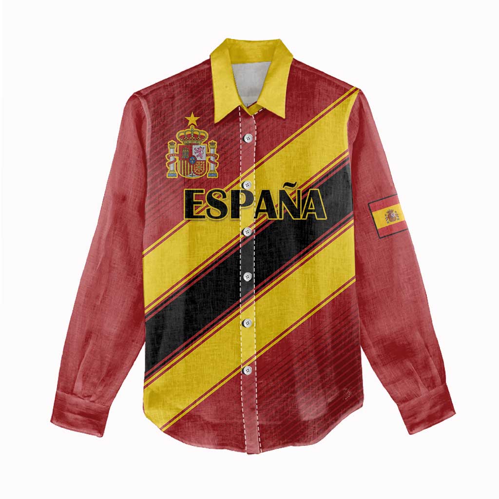 Custom Spain Football Women Casual Shirt Come On La Roja Sporty Style