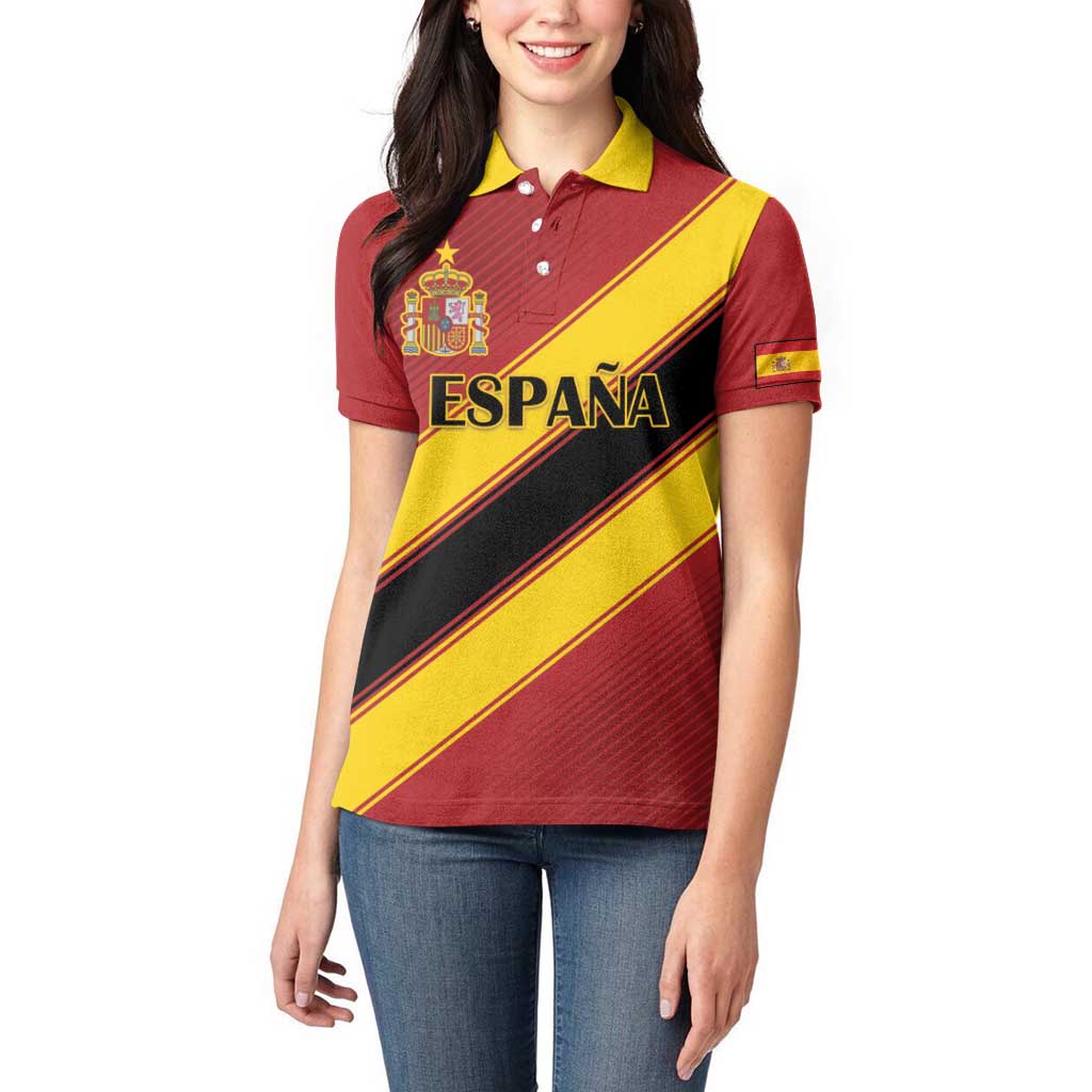 Custom Spain Football Women Polo Shirt Come On La Roja Sporty Style