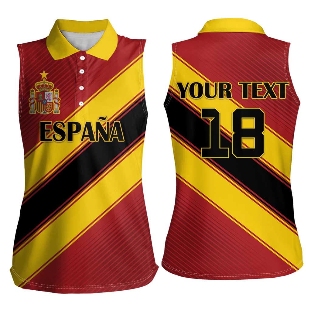 Custom Spain Football Women Sleeveless Polo Shirt Come On La Roja Sporty Style