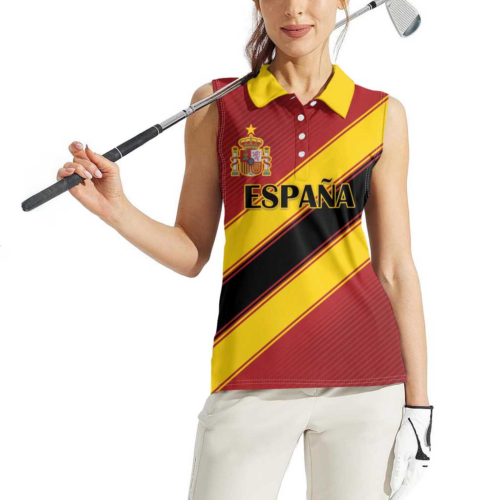 Custom Spain Football Women Sleeveless Polo Shirt Come On La Roja Sporty Style