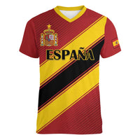 Custom Spain Football Women V-Neck T-Shirt Come On La Roja Sporty Style