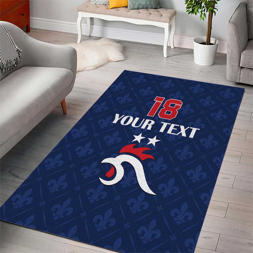 Custom France Football Area Rug Les Bleus French Heraldry Pattern