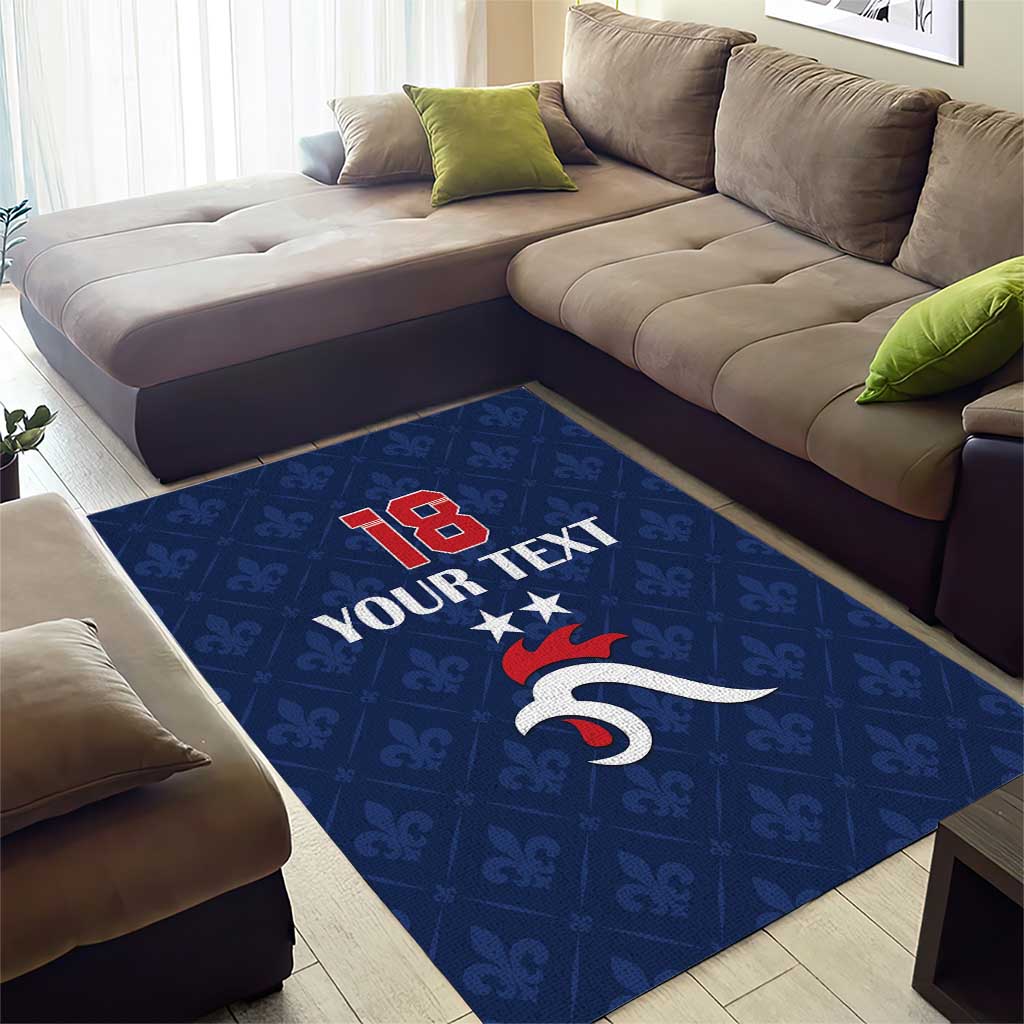 Custom France Football Area Rug Les Bleus French Heraldry Pattern