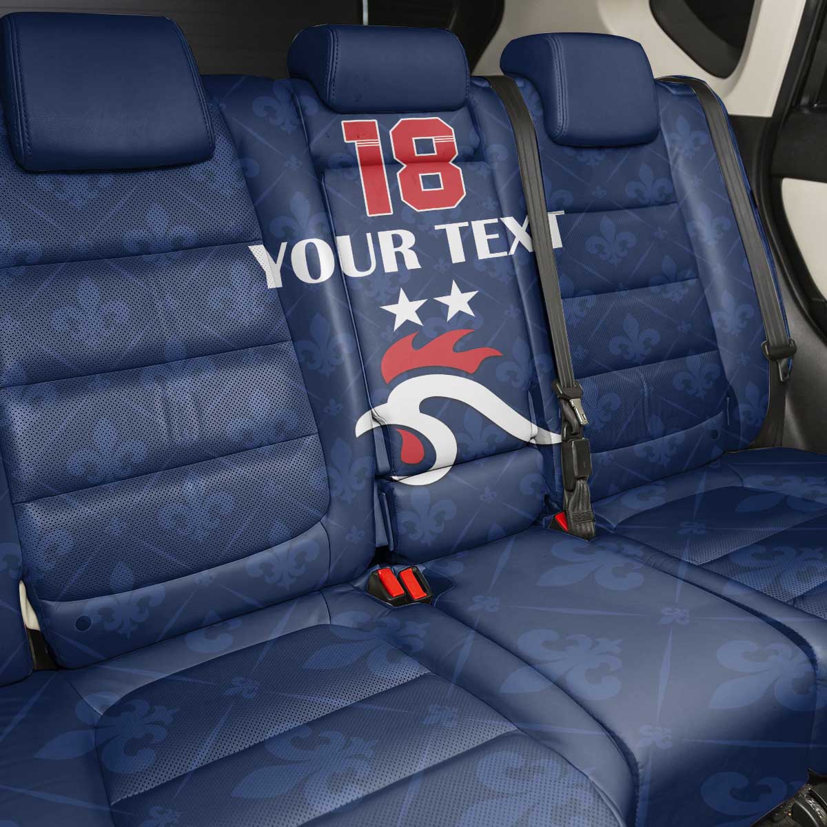 Custom France Football Back Car Seat Cover Les Bleus French Heraldry Pattern