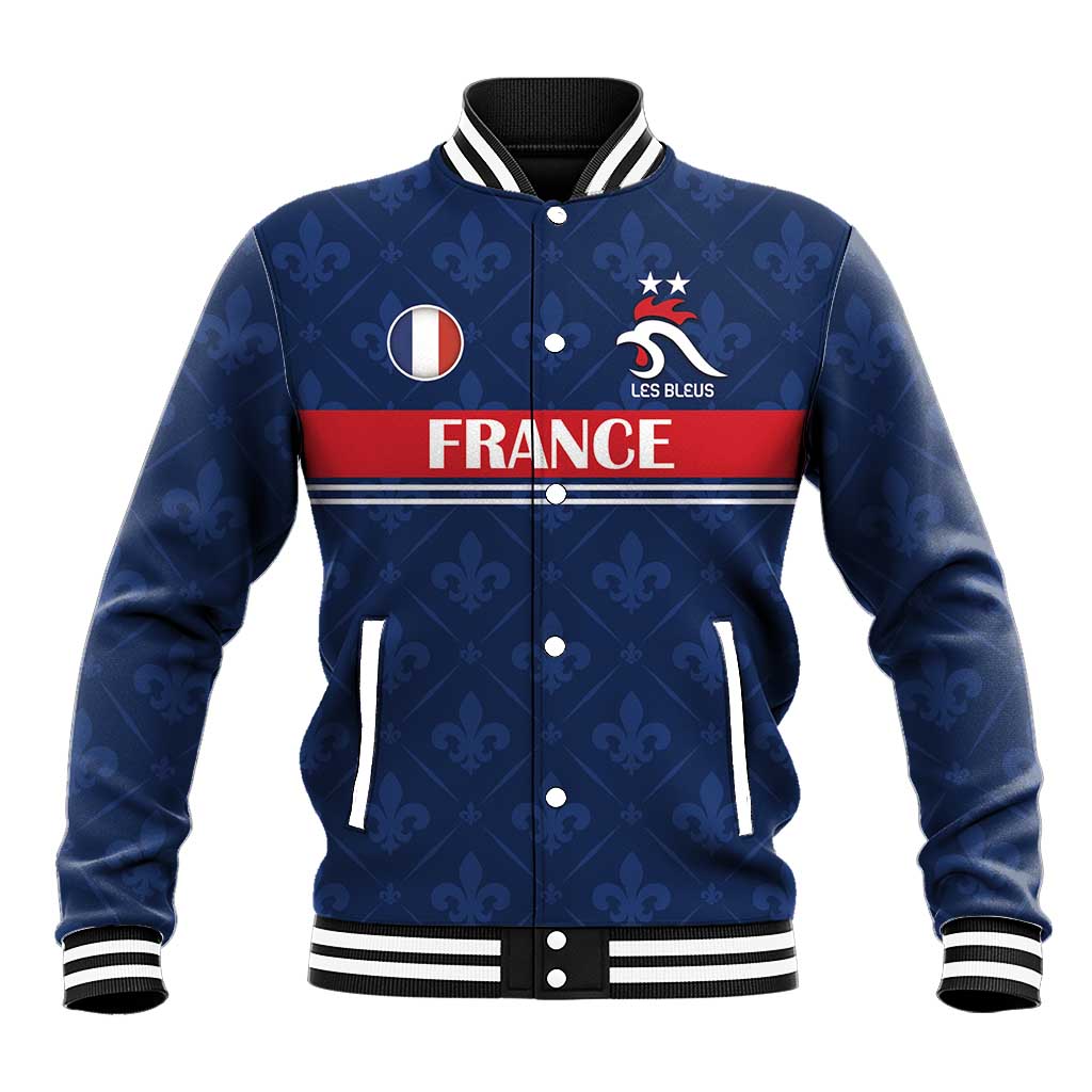 Custom France Football Baseball Jacket Les Bleus French Heraldry Pattern
