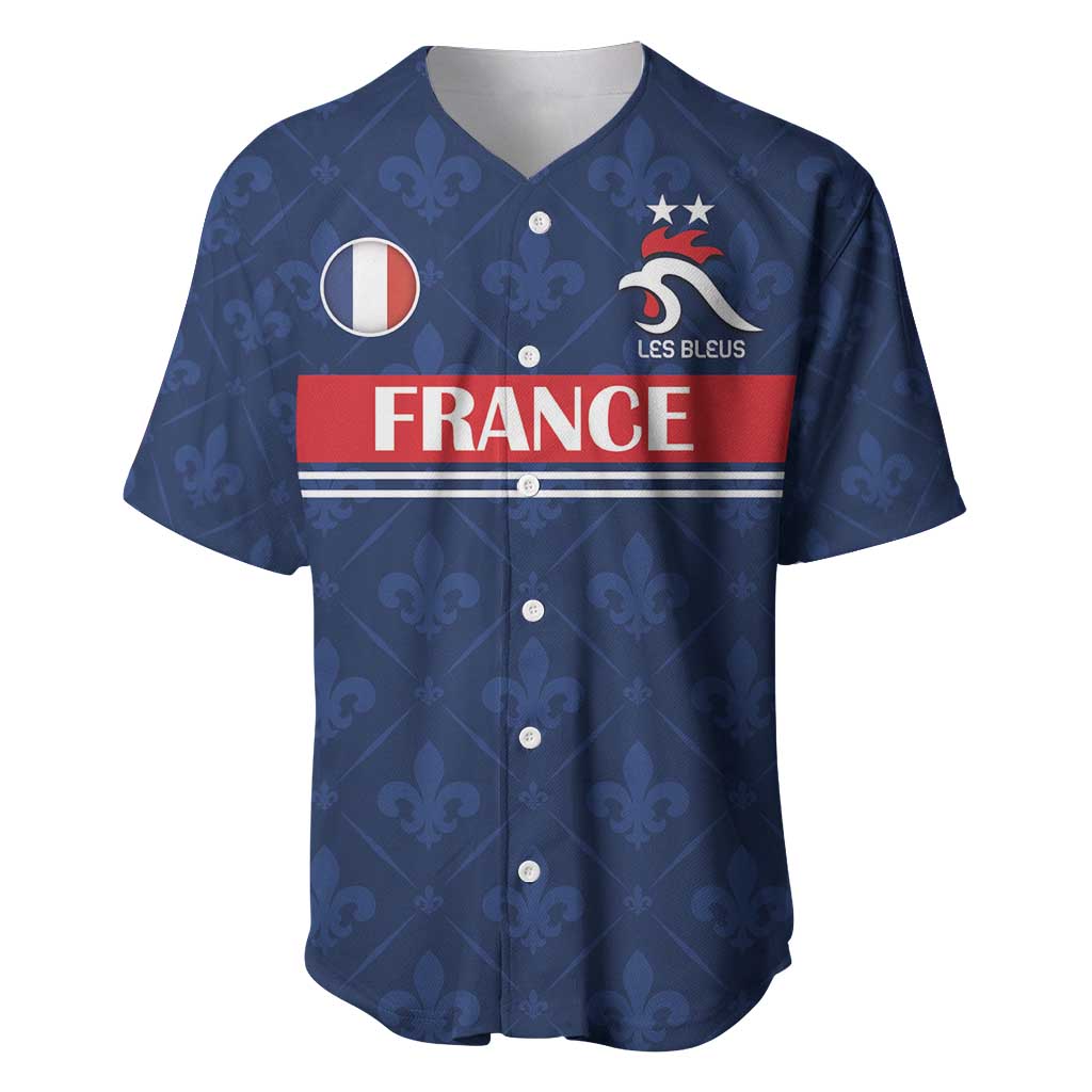 Custom France Football Baseball Jersey Les Bleus French Heraldry Pattern
