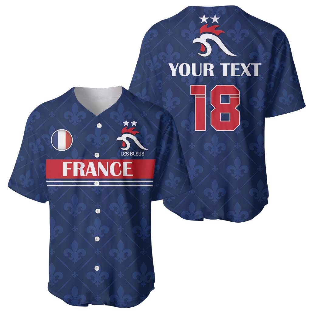 Custom France Football Baseball Jersey Les Bleus French Heraldry Pattern
