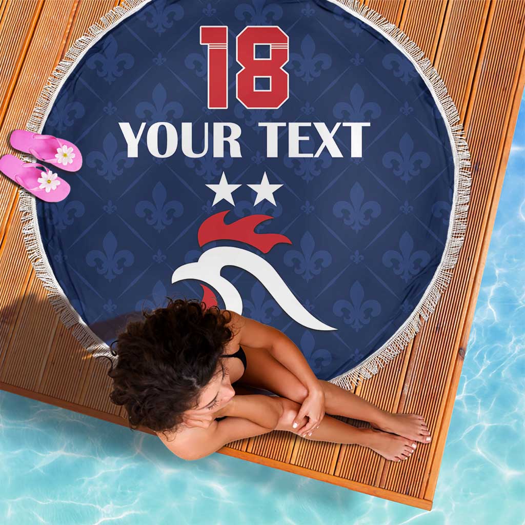 Custom France Football Beach Blanket Les Bleus French Heraldry Pattern