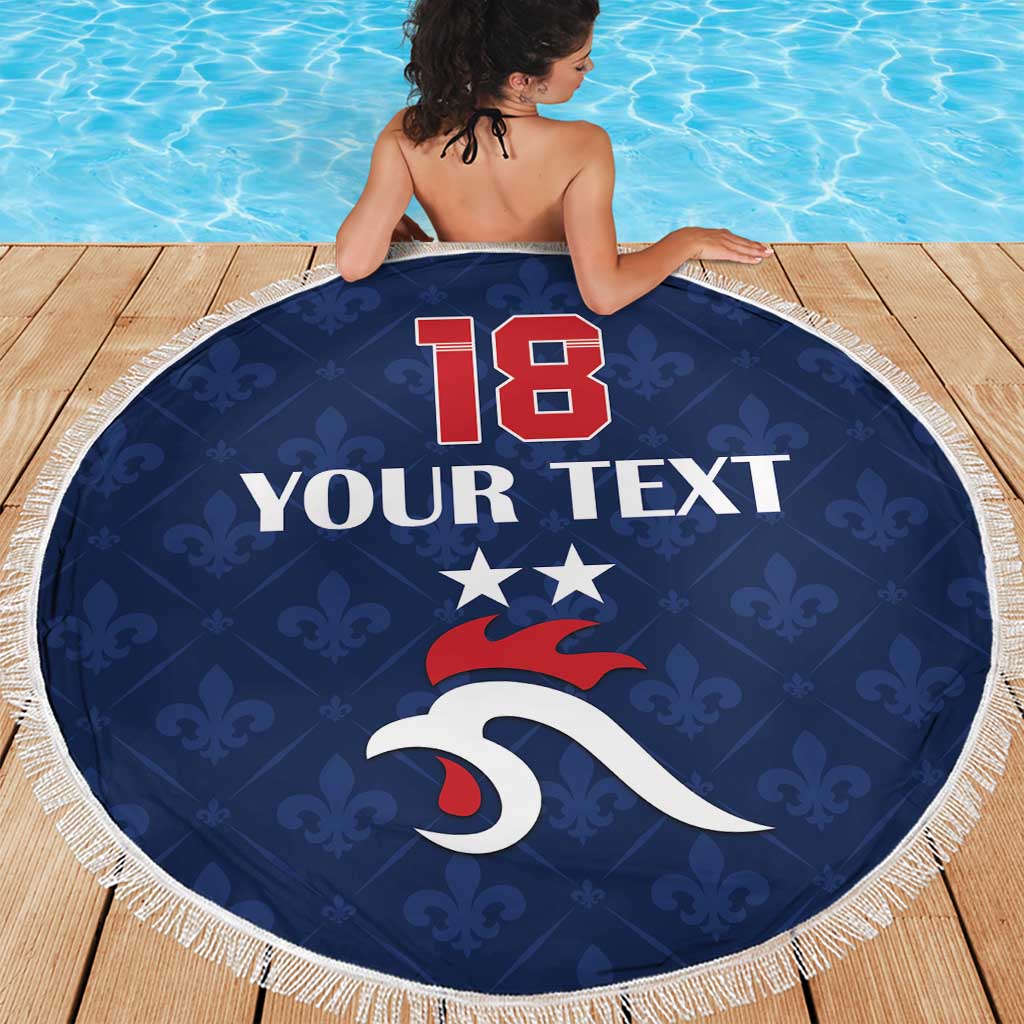 Custom France Football Beach Blanket Les Bleus French Heraldry Pattern