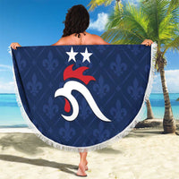 Custom France Football Beach Blanket Les Bleus French Heraldry Pattern