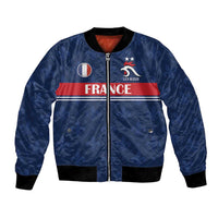 Custom France Football Bomber Jacket Les Bleus French Heraldry Pattern