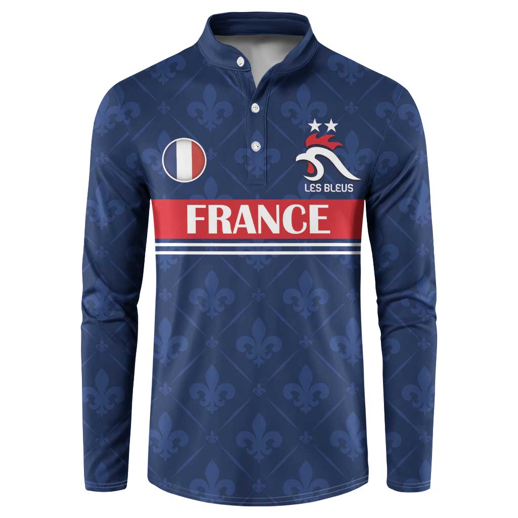 Custom France Football Button Sweatshirt Les Bleus French Heraldry Pattern