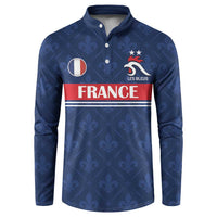 Custom France Football Button Sweatshirt Les Bleus French Heraldry Pattern