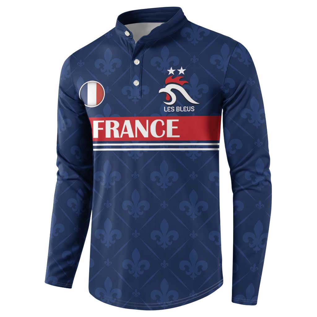 Custom France Football Button Sweatshirt Les Bleus French Heraldry Pattern