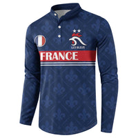 Custom France Football Button Sweatshirt Les Bleus French Heraldry Pattern