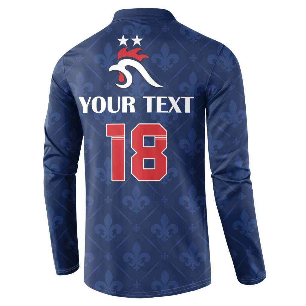 Custom France Football Button Sweatshirt Les Bleus French Heraldry Pattern