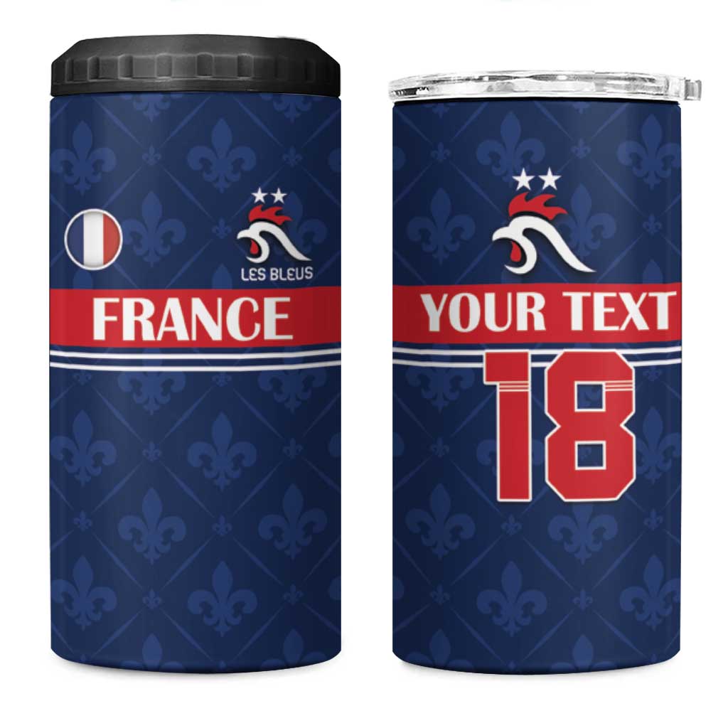 Custom France Football 4 in 1 Can Cooler Tumbler Les Bleus French Heraldry Pattern