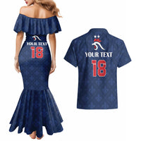 Custom France Football Couples Matching Mermaid Dress and Hawaiian Shirt Les Bleus French Heraldry Pattern