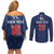 Custom France Football Couples Matching Off Shoulder Short Dress and Long Sleeve Button Shirt Les Bleus French Heraldry Pattern