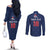 Custom France Football Couples Matching Off The Shoulder Long Sleeve Dress and Long Sleeve Button Shirt Les Bleus French Heraldry Pattern