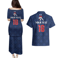 Custom France Football Couples Matching Puletasi and Hawaiian Shirt Les Bleus French Heraldry Pattern