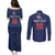 Custom France Football Couples Matching Puletasi and Long Sleeve Button Shirt Les Bleus French Heraldry Pattern