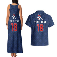 Custom France Football Couples Matching Tank Maxi Dress and Hawaiian Shirt Les Bleus French Heraldry Pattern